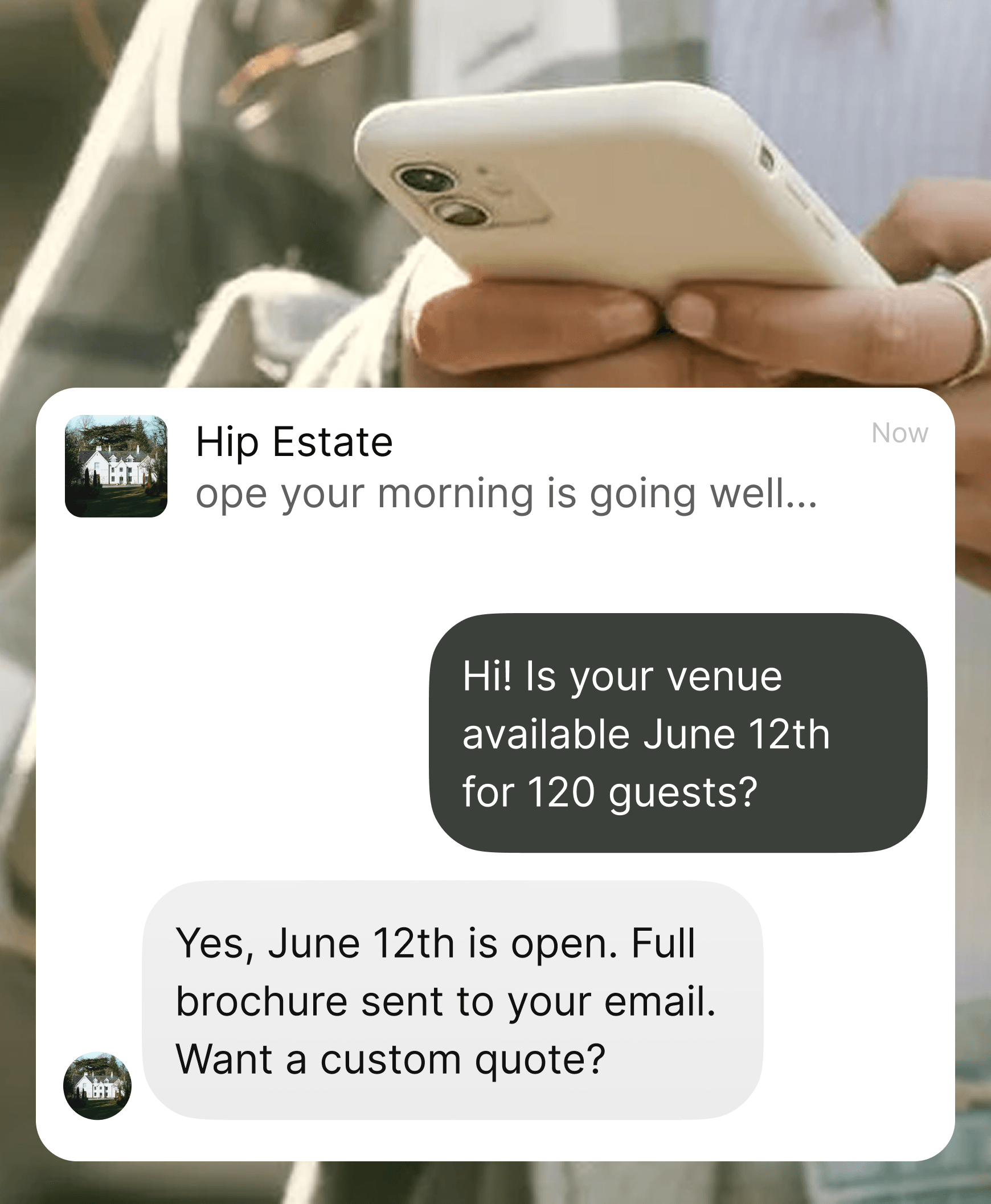 Instant personalized replies — AI response interface