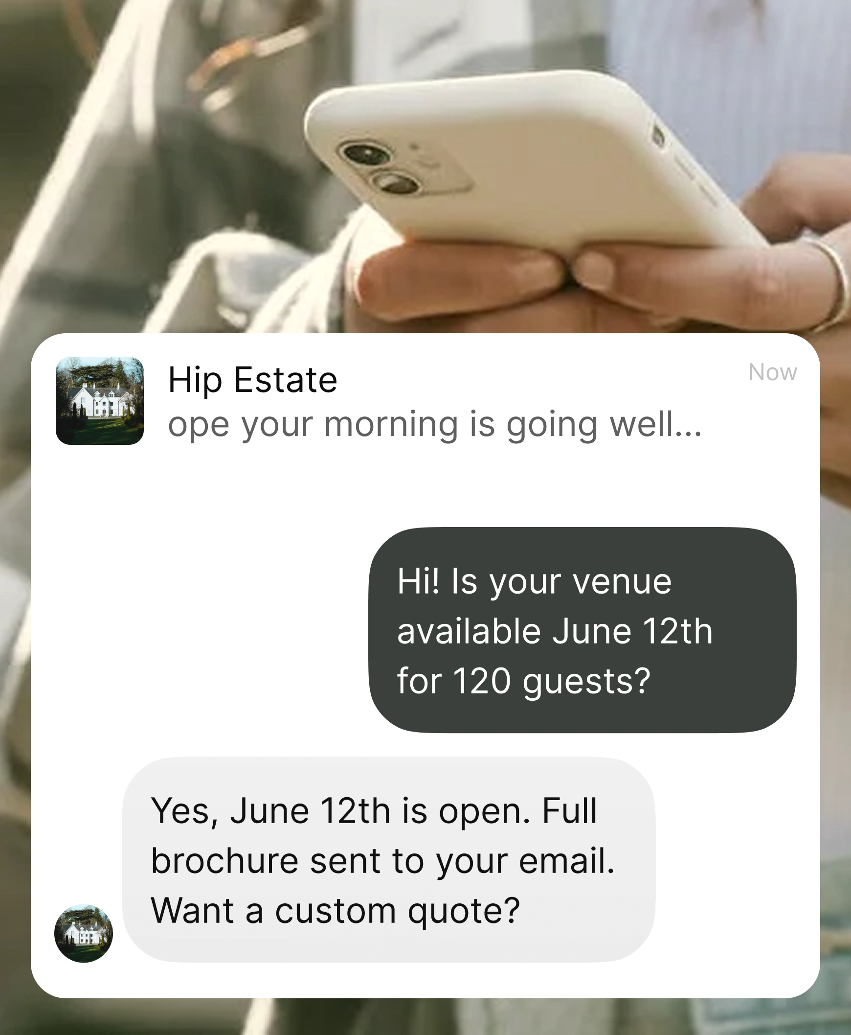Instant personalized replies — AI response interface