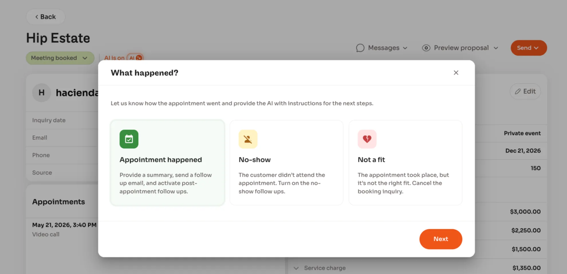 Post-appointment follow-ups — the “What happened?” flow in Breezit AI